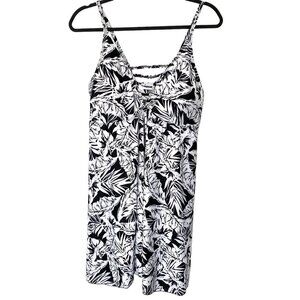 Summer Mae Maternity Tankini Womens 3X Black White Floral Adjustable NO BOTTOMS